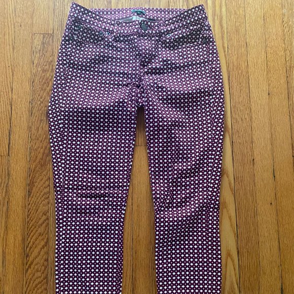 J. Crew Strech Burgundy Print Pants Size 25 - Picture 2 of 4